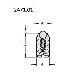 SPRING PLUNGER WITH BALL AND SLOT Ø M16 MM 24 MM Ø 10 MM 86 N  REF. FIBRO 2471.01.016